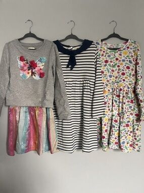 Hatley Girls' Gray Butterfly Dress with Rainbow Tulle Skirt